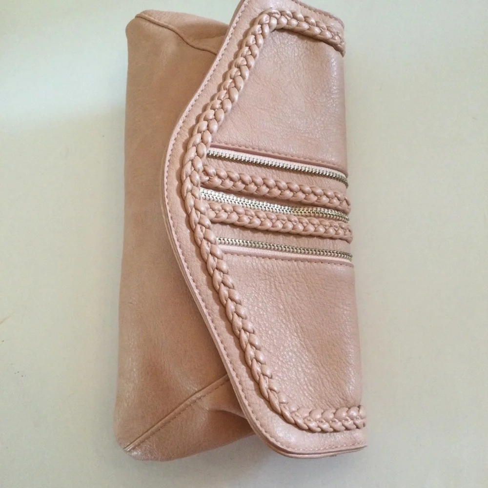 Urban Expressions Certified Vegan Dark Peach Color Snap Clutch Beautiful Bag